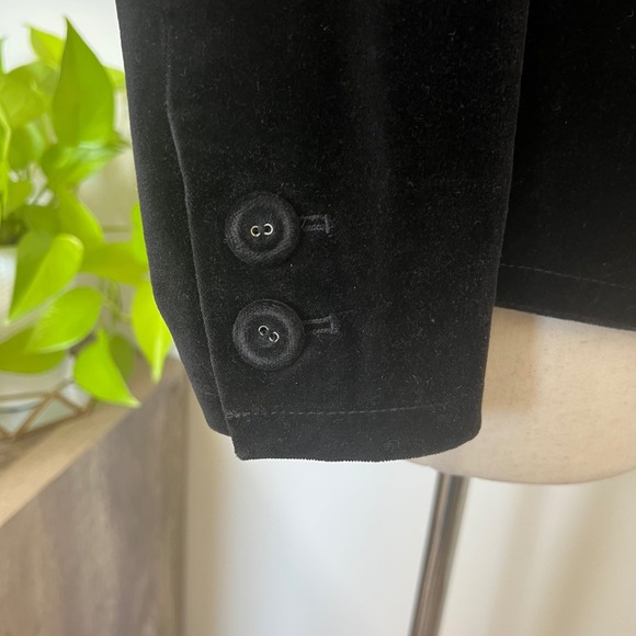 Vintage Esprit Blazer Womens 6 Black Velvet One Button Notch Lapel Jacket - Picture 7 of 11